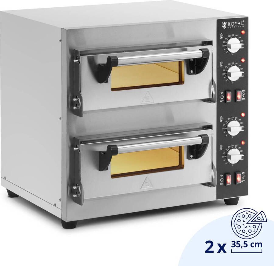 Royal Catering Elektrische Pizzaoven 1+1 x 35 cm 2 kamers 4000 W vuurvaste steen