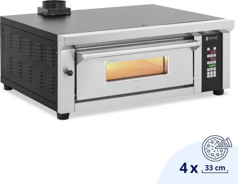 Royal Catering Elektrische Pizzaoven 4 x 33 cm 1 kamer 4200 W digitaal vuurvaste steen