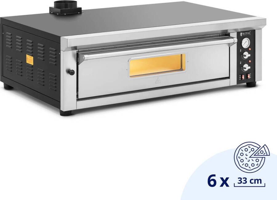 Royal Catering Elektrische Pizzaoven 6 x 33 cm 1 kamer 6600 W 400 V vuurvaste steen