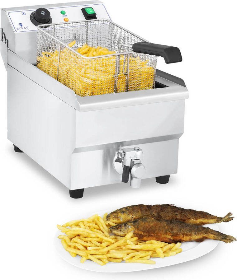 Royal Catering Elektro friteuse 10 liter met afvoerkraan