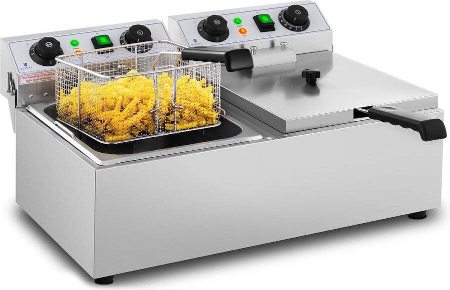 Royal Catering Elektrische friteuse 2 x 10 liter timer 230V