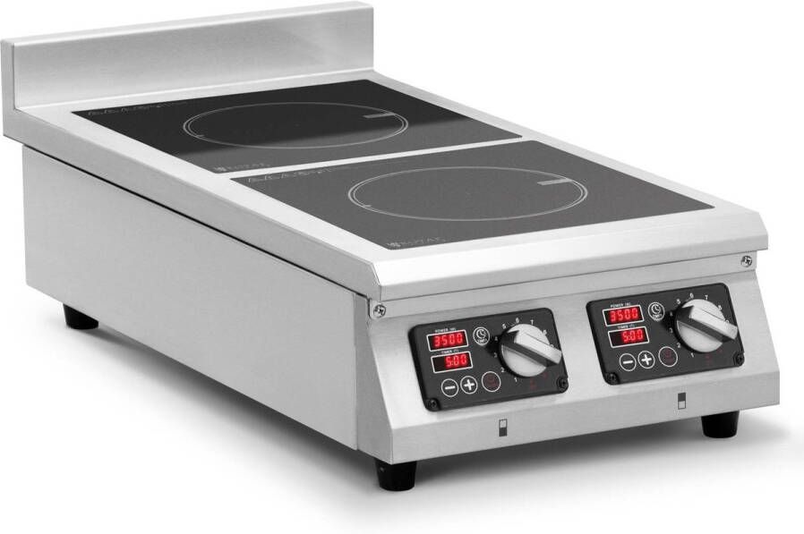 Royal Catering Inductiekookplaat 2 x 28 cm 60 tot 240 °C 400 V Timer