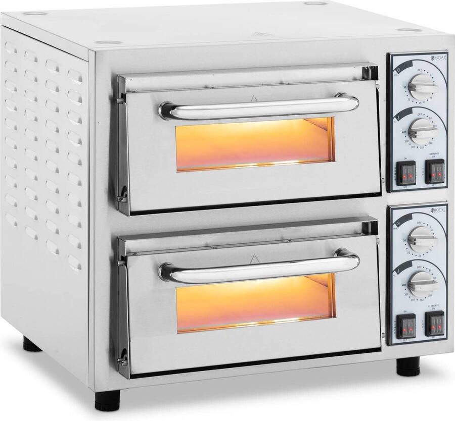 Royal Catering pizzaoven 2 kamers 4750 W Ø 40 cm vuurvaste steen