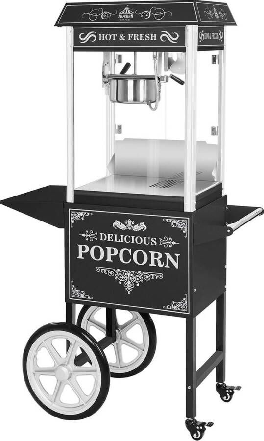 Royal Catering Popcorn Machine met onderstel Retro-ontwerp Zwart