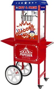 Royal Catering Popcorn machine Met onderstel Amerikaans ontwerp Rood