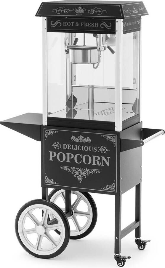 Royal Catering Popcornmachine met trolley Retro design {{temperatuur_bereik_162_temp}} °C zwart Koninklijke Horeca