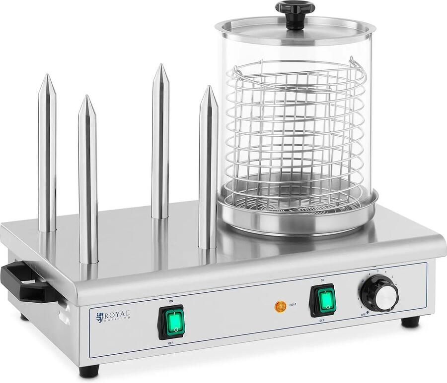 Royal Catering Hotdog-maker 550 W 4 verwarmde spiesjes