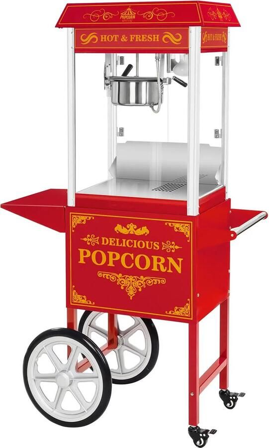 Royal Catering Popcornmachine met onderstel 1500 W 5 kg u retro design rood