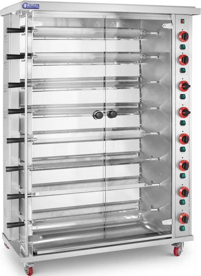 Royal Catering RCGCG-40 Serie Gaskippengrill 40 kW 8 Spitsen Roestvrij Staal