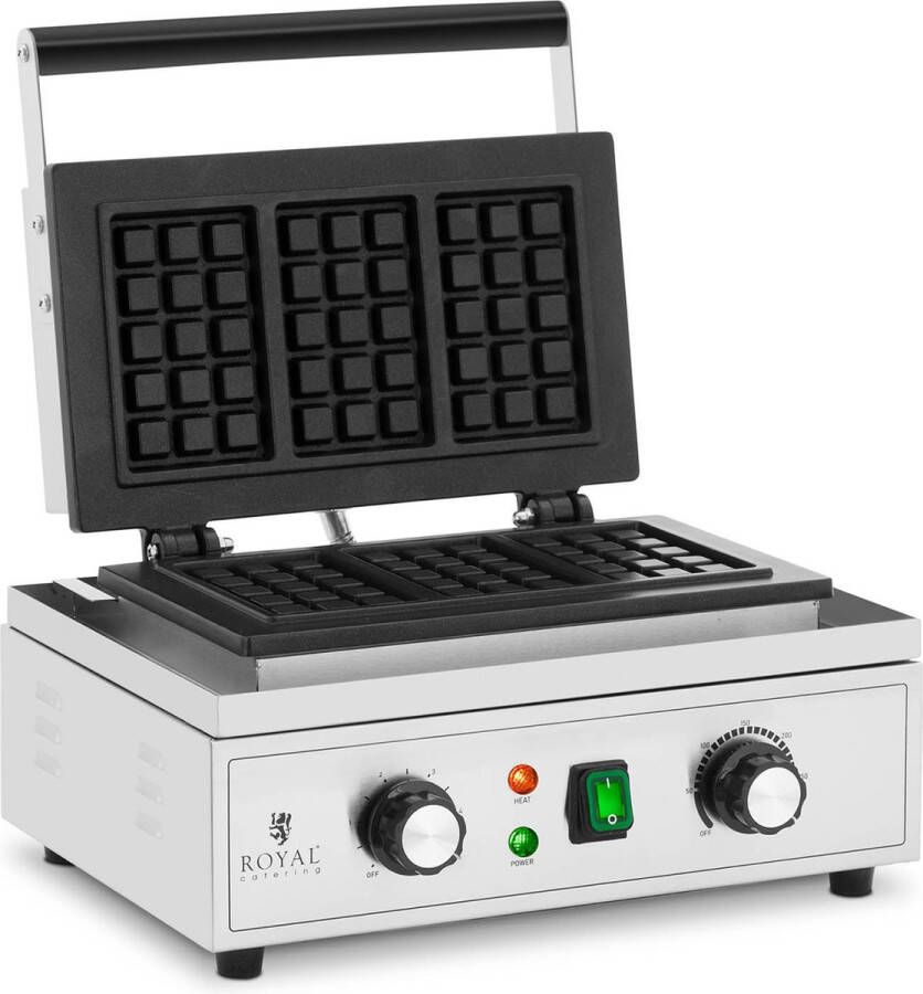 Royal Catering Wafelijzer 3 belgische Waffeln 1500 W 50-300 °C 0 5 min Timer
