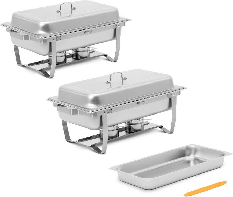 Royal Catering Warmhoudbak Chafing dish Set van 2 GN 1 1 2 x 7 5 l 2 brandstofcontainers