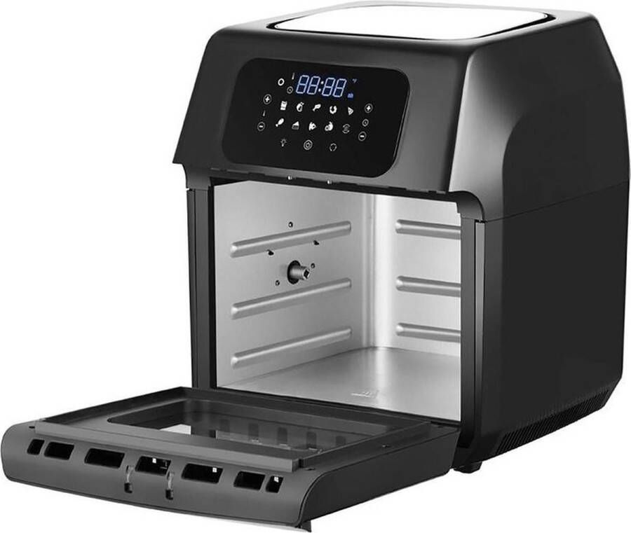 Royal Swiss Airfryer oven Hetelucht friteuse 12 liter 8 programma's 5 accessoires 80 tot 200 graden 1800 watt Zwart RVS