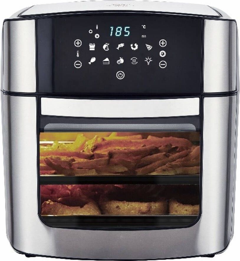 Royal Swiss Airfryer XXL 16 Liter -Heteluchtfriteuse- 8 Kookprogramma's- Inclusief in hoogte verstelbaar Grillrack- Digital Touchscreen 1800 W- Zwart