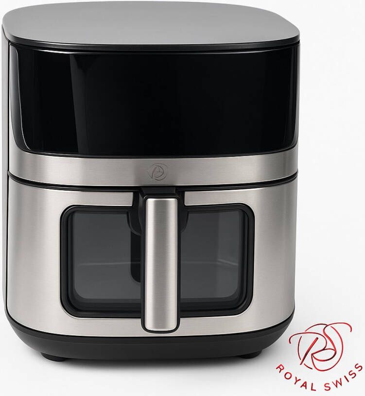 Royal Swiss 760AT Series Airfryer 8L – 1500W Elektrisch – Temperatuurinstelling van 80°C tot 200°C – Grijs – Luchtuitlaatfunctie voor Gezondere Maaltijden - Foto 3