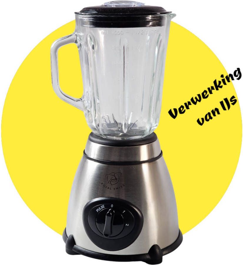 Royal Swiss Krachtige Blender 1030W – Blender voor Smoothies IJscrusher en Grinder – 2 Snelheden – Grijs – Nieuwste Model voor Krachtig Mengen en Verwerken van IJs - Foto 4