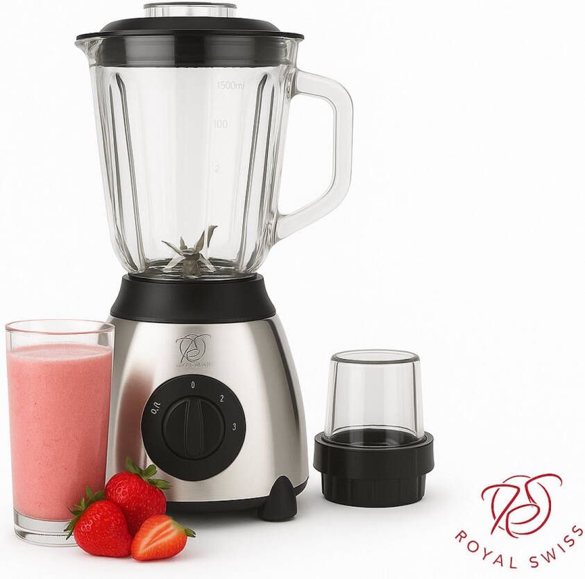 Royal Swiss Krachtige Blender 1030W – Blender voor Smoothies IJscrusher en Grinder – 2 Snelheden – Grijs – Nieuwste Model voor Krachtig Mengen en Verwerken van IJs - Foto 7