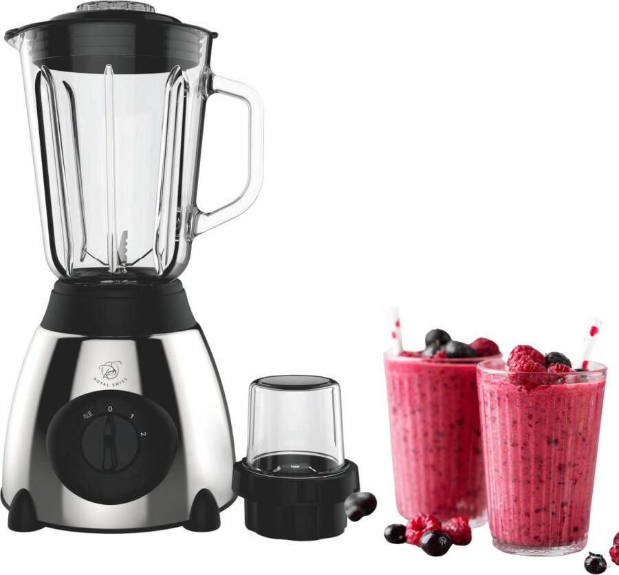 Royal Swiss Krachtige Blender 1030W – Blender voor Smoothies IJscrusher en Grinder – 2 Snelheden – Grijs – Nieuwste Model voor Krachtig Mengen en Verwerken van IJs - Foto 3