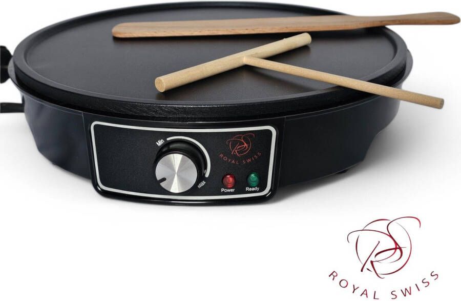Royal Swiss Crêpe Maker – Elektrische Pannenkoekenmaker 30cm – 1000W Crêpemaker met Anti-aanbakplaat & Accessoires – Voor Perfecte Crêpes en Pannenkoeken