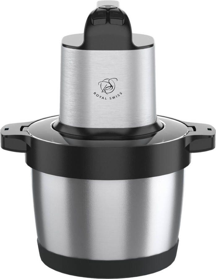 Royal Swiss Elektrische Hakmolen – Food Chopper – 6 Liter RVS Kom – 1200W – Dubbel Mes – Oververhittingsbeveiliging – Krachtige Motor – BPA-vrij