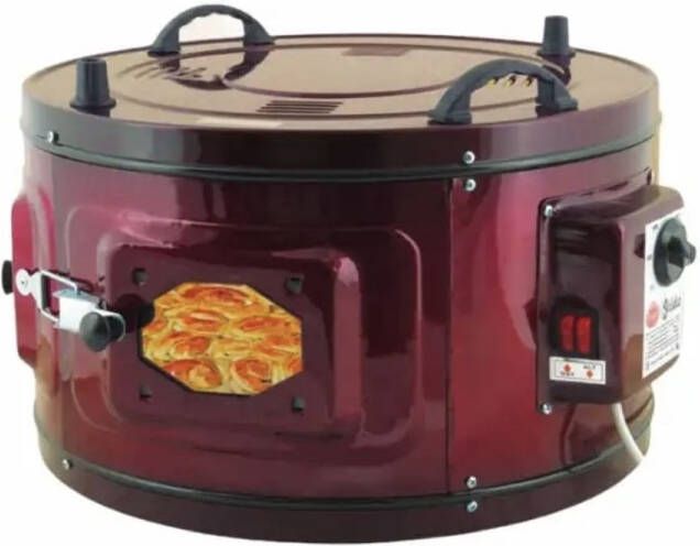 Royal Swiss Elektrische oven Vrijstaande ronde oven 1200W 37 Liter Thermostaat Rood