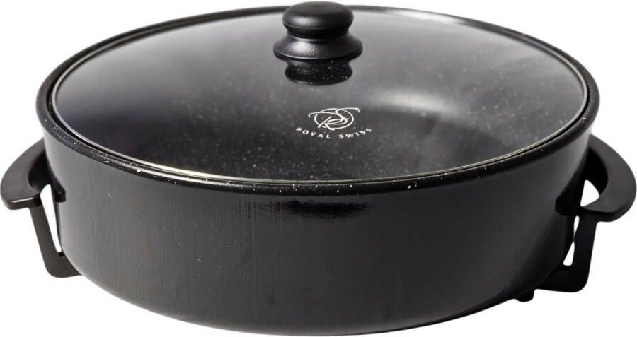 Royal Swiss Elektrische Pizzapan XL 42 cm – 1500W Paellapan Hapjespan – Met Deksel & Instelbare Thermostaat – Anti-aanbaklaag – Voor Pizza Paella Grill & Feestjes - Foto 2