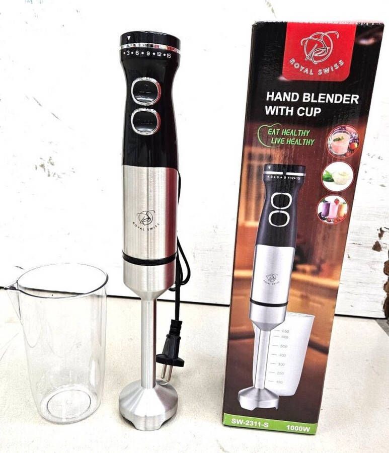 Royal Swiss Handmixer met Twee Snelheden en 650ml Roestvrijstalen Bekerglas Krachtige Mixprestatie variabele snelheid - Foto 4