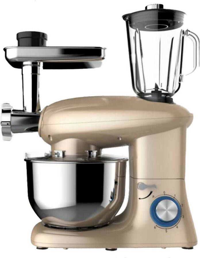 Royal Swiss Keukenmachine SM-1505BM – 1400W – 6L RVS Mengkom – 6 Snelheden + Pulse – Blender & Vleesmolen – Multifunctionele Food Mixer met Splash Guard - Foto 2