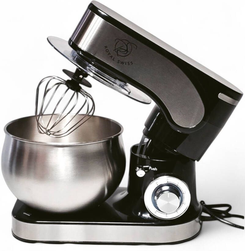 Royal Swiss Keukenmixer – 5L Mengkom – 1300W – 6 Snelheden – Inclusief Kloppers & Deeghaken – Voor Kneden Mixen & Kloppen