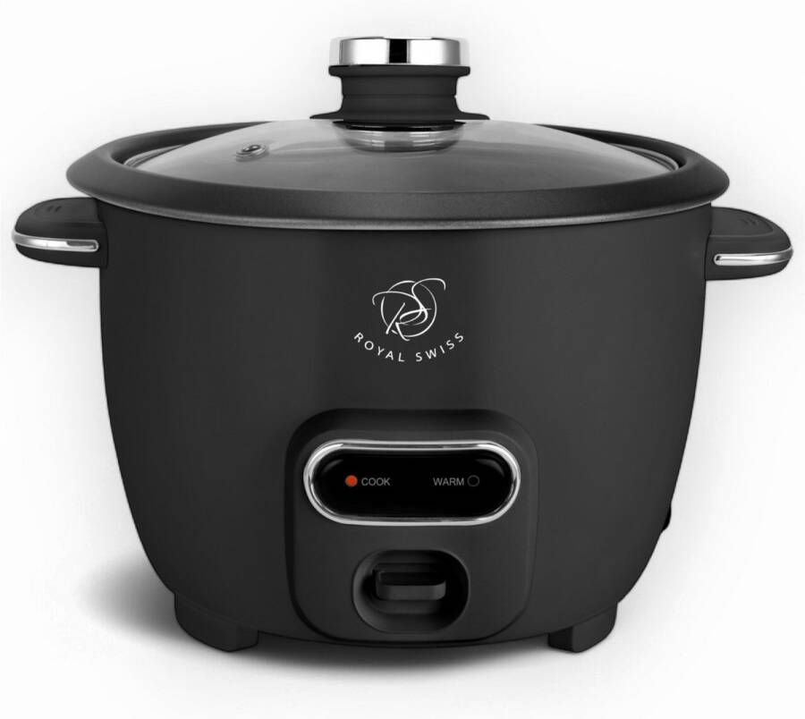 Royal Swiss Rice Cooker – 1.8L – 650W – Glazen Deksel – Anti-aanbak Binnenpan – Inclusief Rijstlepel & Maatbeker