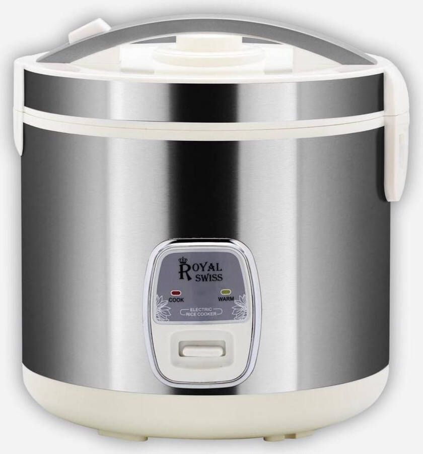 Royal Swiss Rijstkoker 2.8L – Elektrische Rijstkoker met Antiaanbaklaag Warmhoudfunctie & Stoommandje