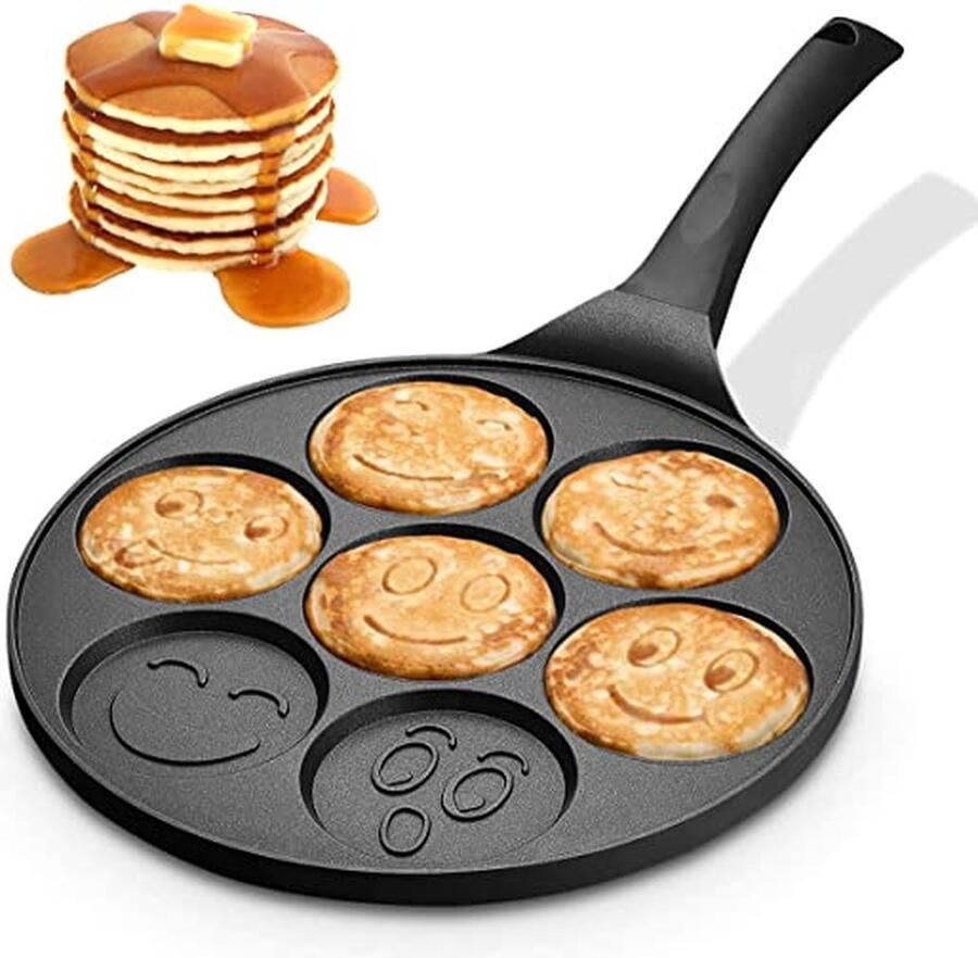 Royal Swiss 26 cm keramische pannenkoekpan met antiaanbaklaag voor mini-pandekager mini-pannenkoeken 4 en 7 vormen inductiepoffertjepan