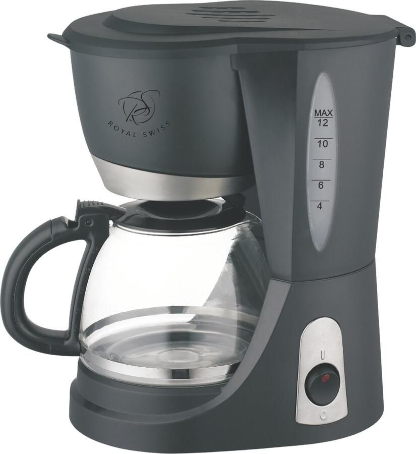 Royal Swiss CM-123A – Filter Koffiezetapparaat – 1.5L 12 Kopjes – 800W – Permanent Filter – Anti-Druppelfunctie