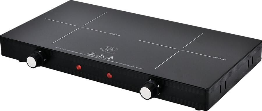 Royal Swiss Kookplaat Vrijstaande elektrische kookplaat 2x 1200 Watt Goud YQ-224 - Foto 2