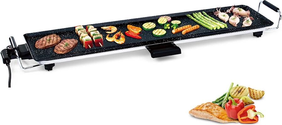 Royal Swiss GrillplaatXXL Bakplaat voor 8 Personen -Tafelgrill electrisch met antiaanbaklaag Grillplaat met 2000W zwart - Foto 2