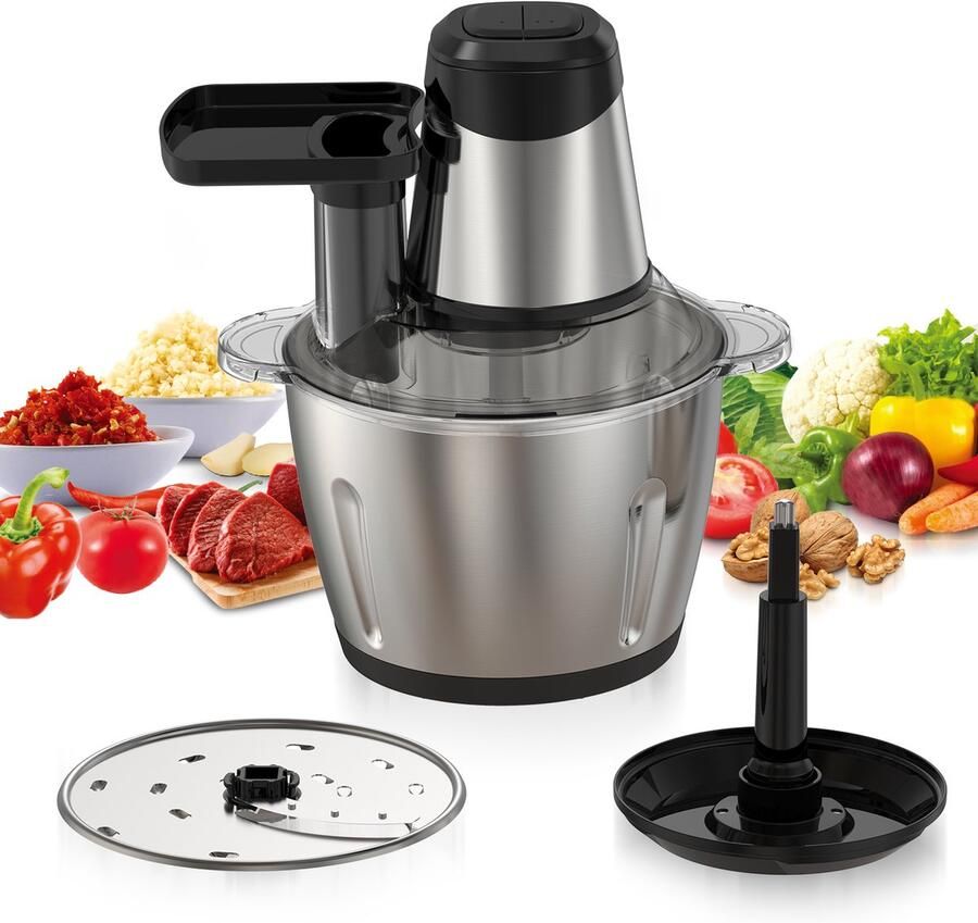 Royal Swiss Hakmolen 1000W – Extra Krachtige Food Chopper 3.0L – RVS Kom & Dubbele Messen – Snel & Stil