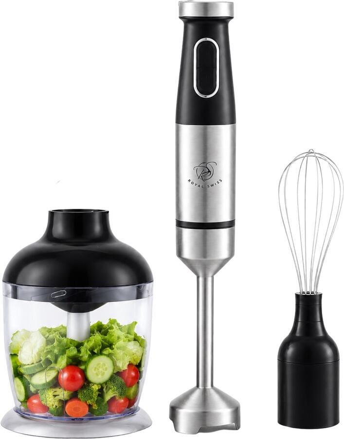 Royal Swiss Handmixer 3-in-1 Staafmixer 1000W RVS Hand Blender Set Inclusief Hakmolen & Garde - Foto 2