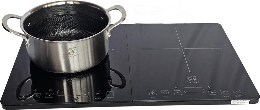 Royal Swiss – Inductie Kookplaat 2 Pits – Vrijstaand & Touch Control – 2000W + 1500W – Snelle Opwarming – Veilige Elektrische Kookplaat