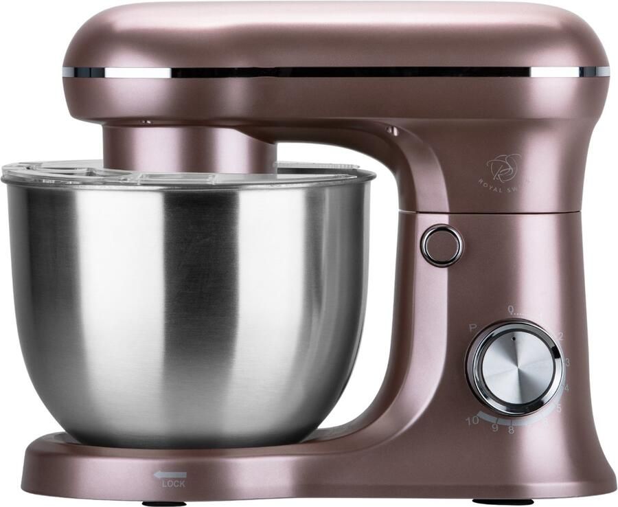 Royal Swiss Keukenmixer 5L Koffie – 10 Snelheden + Pulse – 1500W – Planetaire Mengfunctie – Inclusief Deeghaak Menghaak & Garde – RVS Mengkom