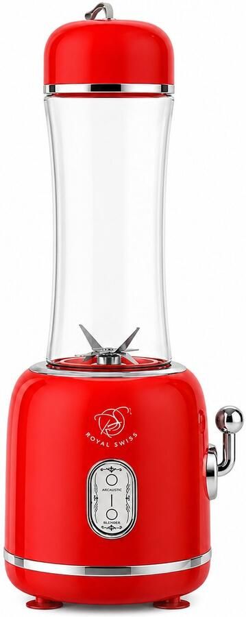 Royal Swiss Smoothie Blender 300W – 600ml Drinkfles To-Go – Krachtige Mini Blender – RVS Messen – Compact & Ideaal voor Smoothies Shakes en Sport