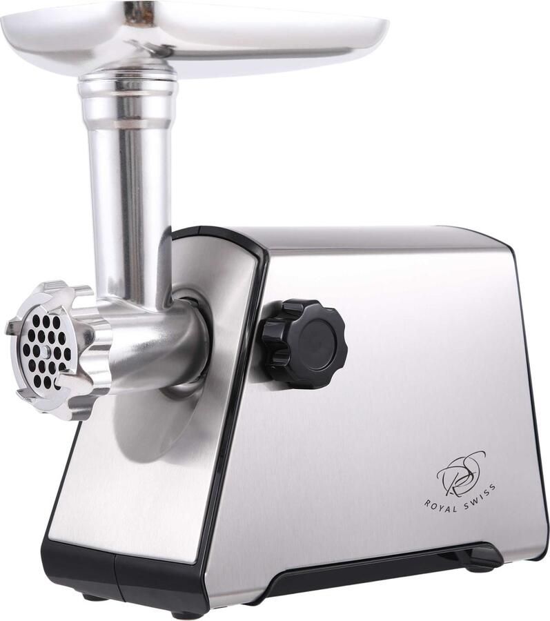 Royal Swiss Vleesmolen 1800W – Gehaktmolen met Reverse – RVS Snijbladen – Inclusief 3 Maalplaten