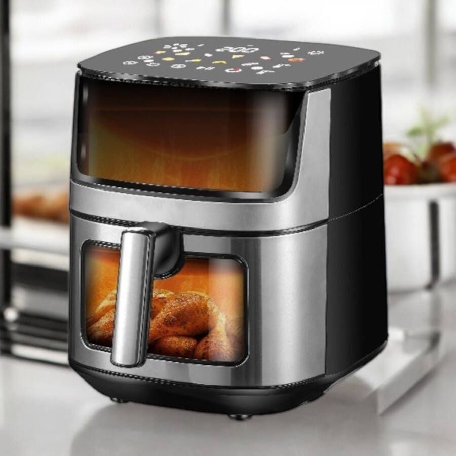 Royal Swiss 760AT Series Airfryer 8L – 1500W Elektrisch – Temperatuurinstelling van 80°C tot 200°C – Grijs – Luchtuitlaatfunctie voor Gezondere Maaltijden - Foto 4