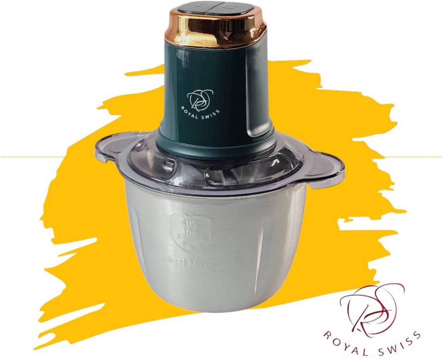 Royal Swiss Hakmolen 400W – Krachtige Grinder met 6 Roestvrijstalen Bladen – Geschikt voor Vlees Groenten en Kruiden – 3L Roestvrijstalen Kom - Foto 2