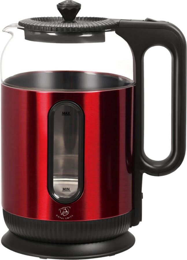 Royal Swiss Waterkoker – 1.8L – 1500W – Elektrische Glazen Kookketel – Automatisch Uitschakelen – Oververhittingsbeveiliging – 360° Draaibaar – Groen Zwart – BPA-vrij