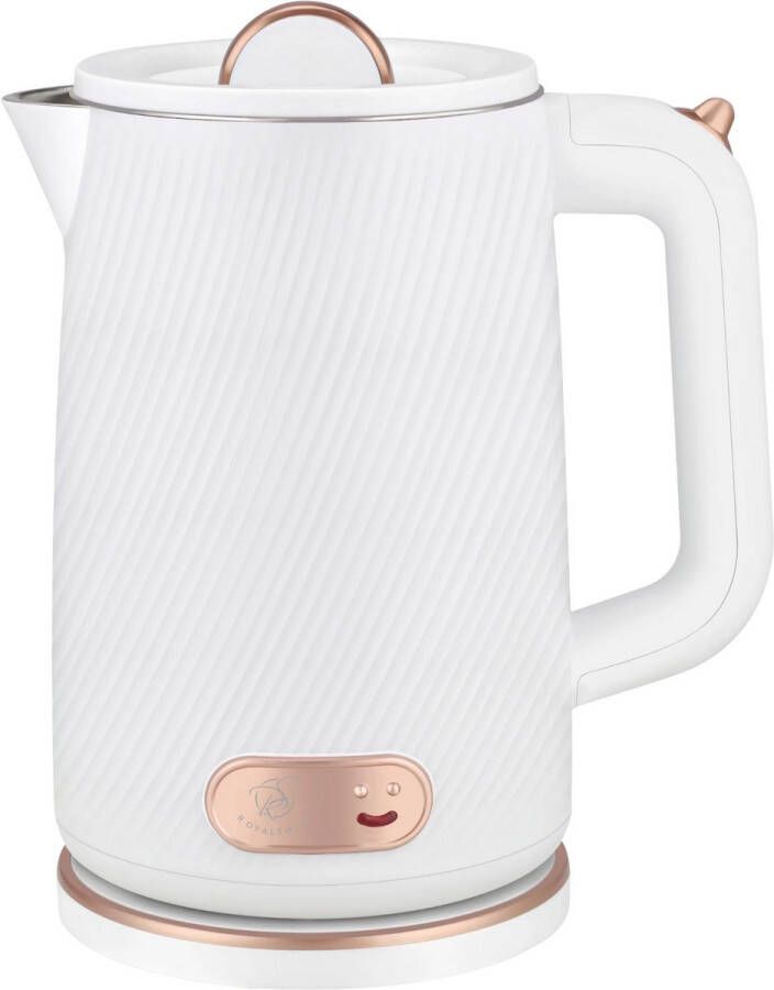 Royal Swiss Waterkoker – 1.8L – 1500W – RVS Elektrische Kookketel – Automatisch Uitschakelen – Oververhittingsbeveiliging – 360° Draaibaar – Wit Rosegoud – BPA-vrij