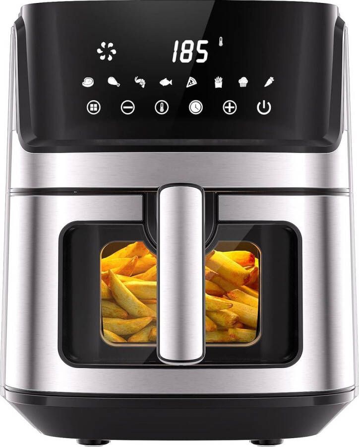 Royalty line AF21708D Airfryer XXL 6.5 Liter Heteluchtfriteuse XL 1700W Digitaal Airfryers Met Kijkvenster 8 Voorgeprogrammeerde Programma's Zwart