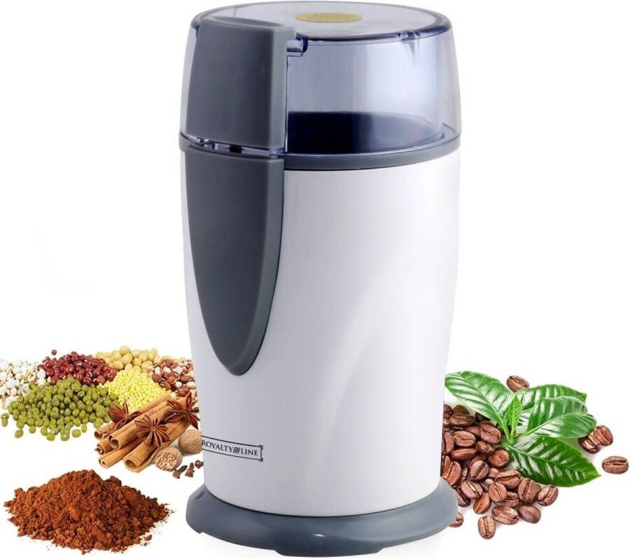 Royalty line Koffiemolen Inhoud 50 Gr. Coffee Grinder Koffiemolen Electrisch Coffee Maker Kruidenmolen Specerijenmolen Bonenmaler Wit
