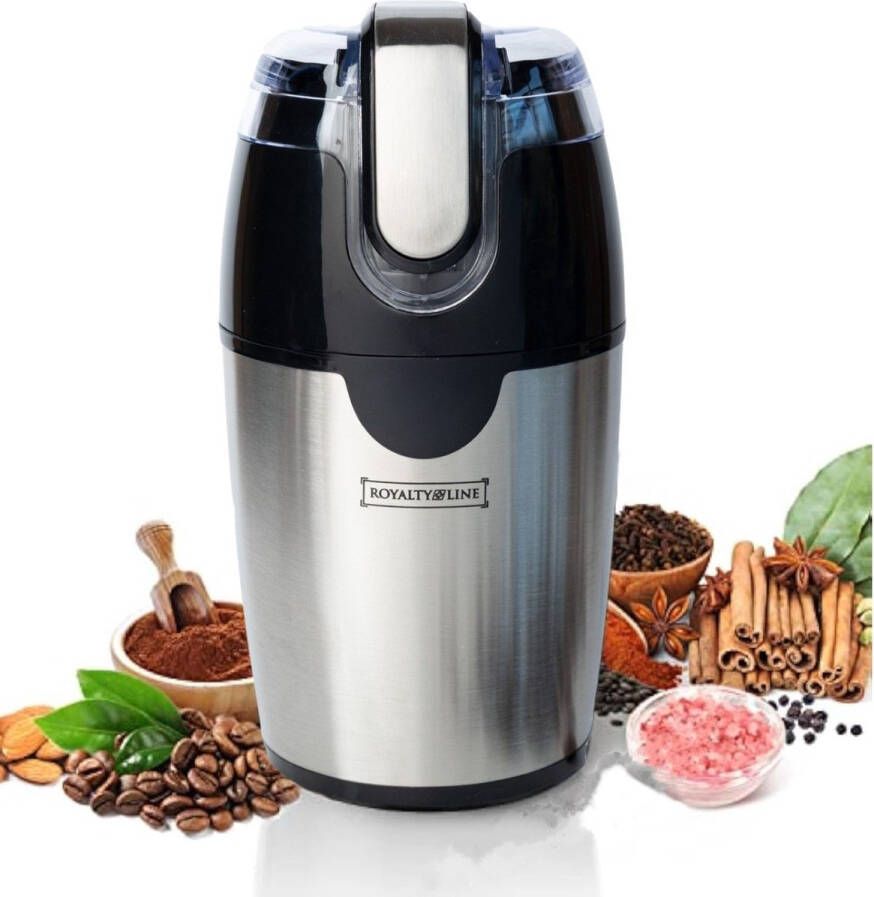 Royalty line CGE200 Elektrische Koffiemolen 200W Koffiebonen Maler 70gr Bonenmaler met RVS Messen BPA Vrij Coffee Grinder Kruidenmolen Voor Kruiden Noten & Specerijen RVS Zwart - Foto 1