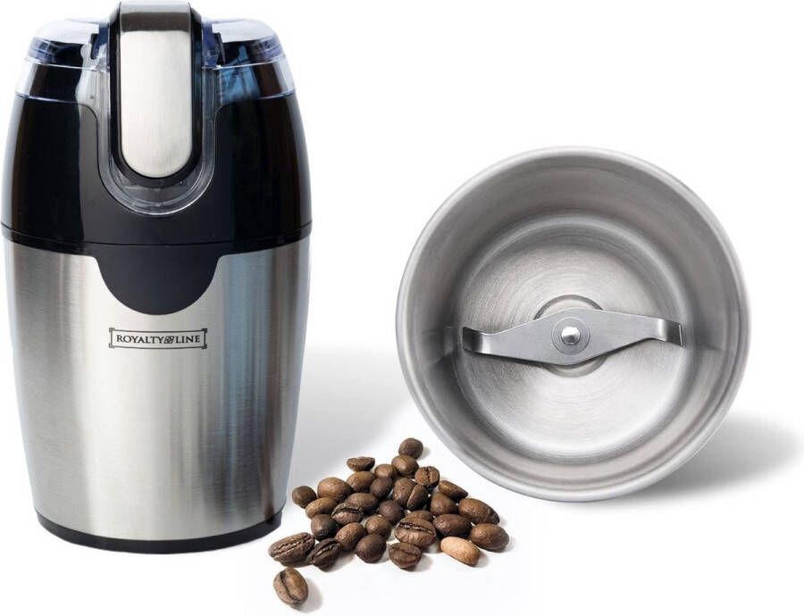 Royalty line CGE200 Elektrische Koffiemolen 200W Koffiebonen Maler 70gr Bonenmaler met RVS Messen BPA Vrij Coffee Grinder Kruidenmolen Voor Kruiden Noten & Specerijen RVS Zwart - Foto 3