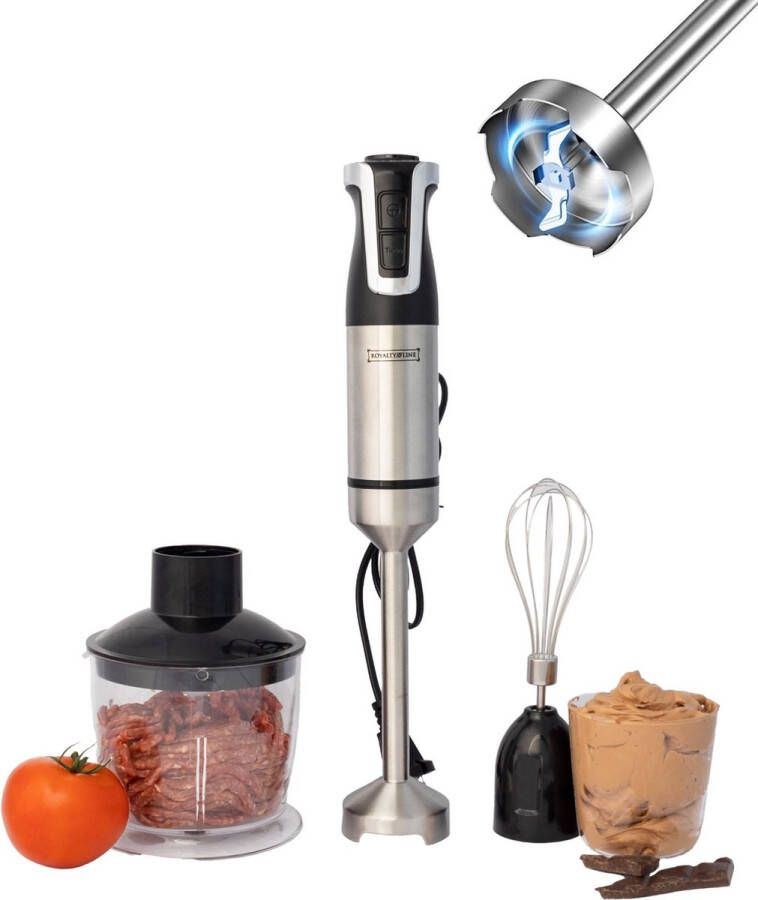 Royalty line ESMS800 Staafmixer 3 in 1 Staafmixer Set 800W Hakmolen Blender Krachtig Staafmixers Handmixer Met Garde en Snelheidsinstellingen RVS Zwart - Foto 4