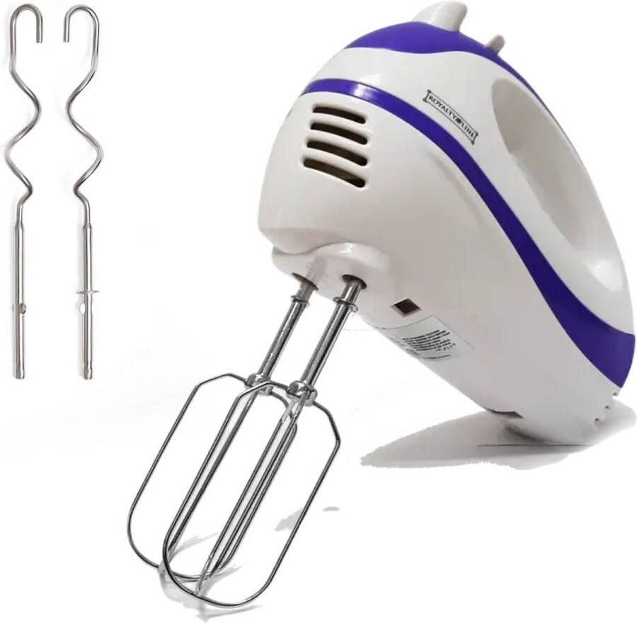 Royalty line HM250T Handmixer 300W Mixer Kloppers & Garde Mixers Met 5 Snelheidsinstellingen en Turbofunctie Wit Paars